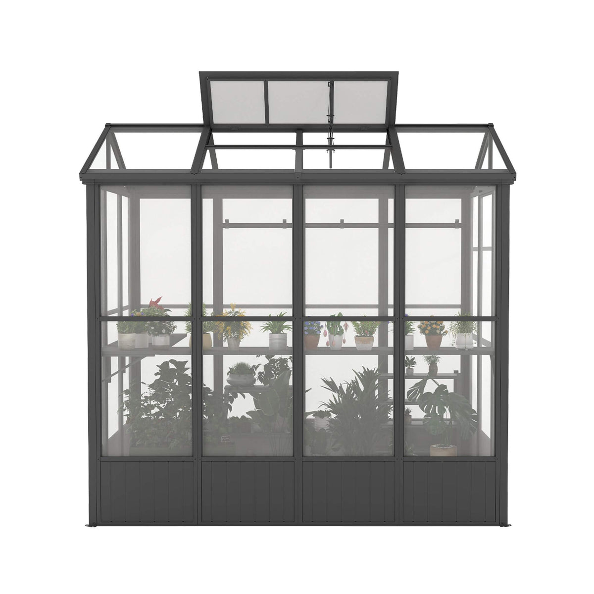 6' × 8' Heavy-Duty Polycarbonate Greenhouse – Automatic Roof Vent, Aluminum Frame & Storage Shelf