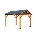 09' x 11' Heavy‑Duty Wooden Carport Gazebo – All‑Weather Cedar Frame & Galvanized Steel Hardtop
