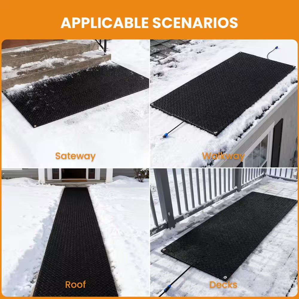 Heated Snow Melting Mat 40 In. X 60 In. Entrance Snow Melt Mat/10 In. Power Cord Snow Melting Heat Mat for Snow Removal