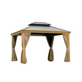 12'x14' Hardtop Gazebo, Wooden Coated Aluminum Frame Canopy