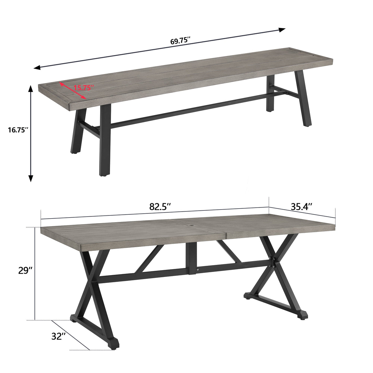 Azur 3 Pieces Patio Dining Set