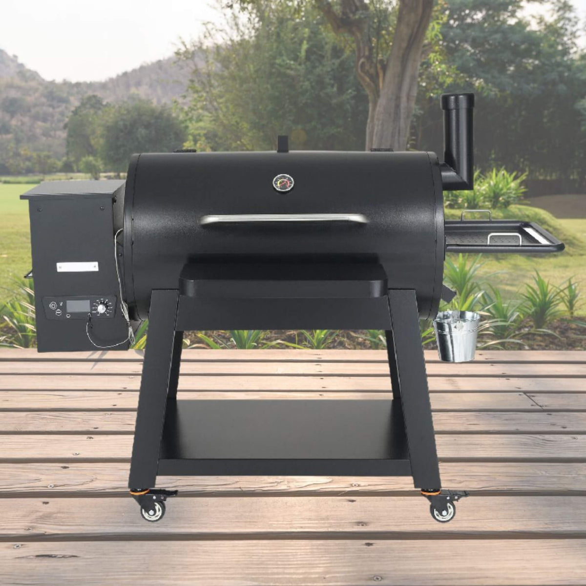 62" Heavy Duty Portable Wood Pellet BBQ Grill With Cart – Large Outdoor Smoker & Grill