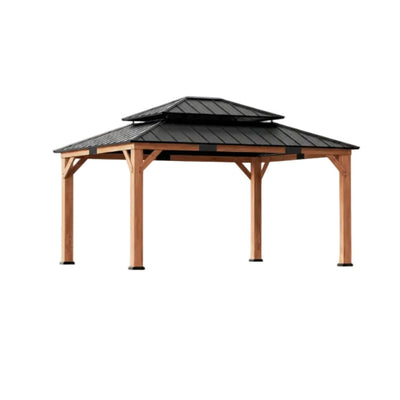 12' x 16' Modern Shade Wood Gazebo with Double Galvanized Steel Roof