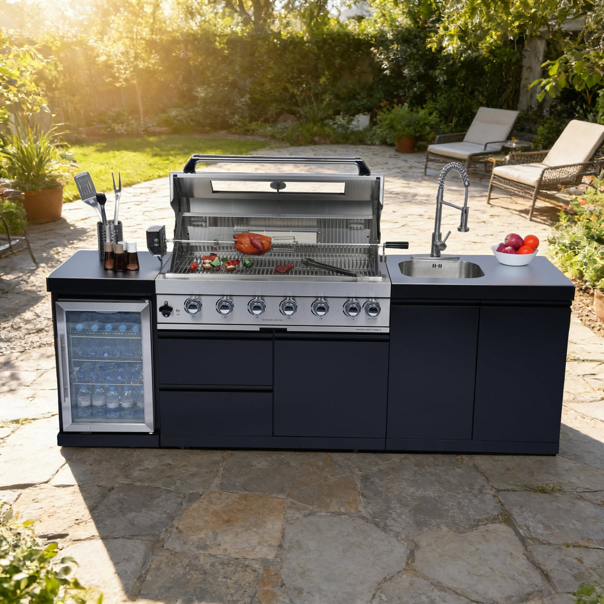 96" Stainless Steel Outdoor Kitchen Island Grill – 6 Burners