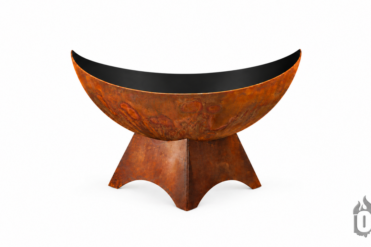 Ohio Flame “Lunar” Artisan Fire Bowl — Handcrafted Carbon Steel, Patina Finish & Standard Base (Made in USA)