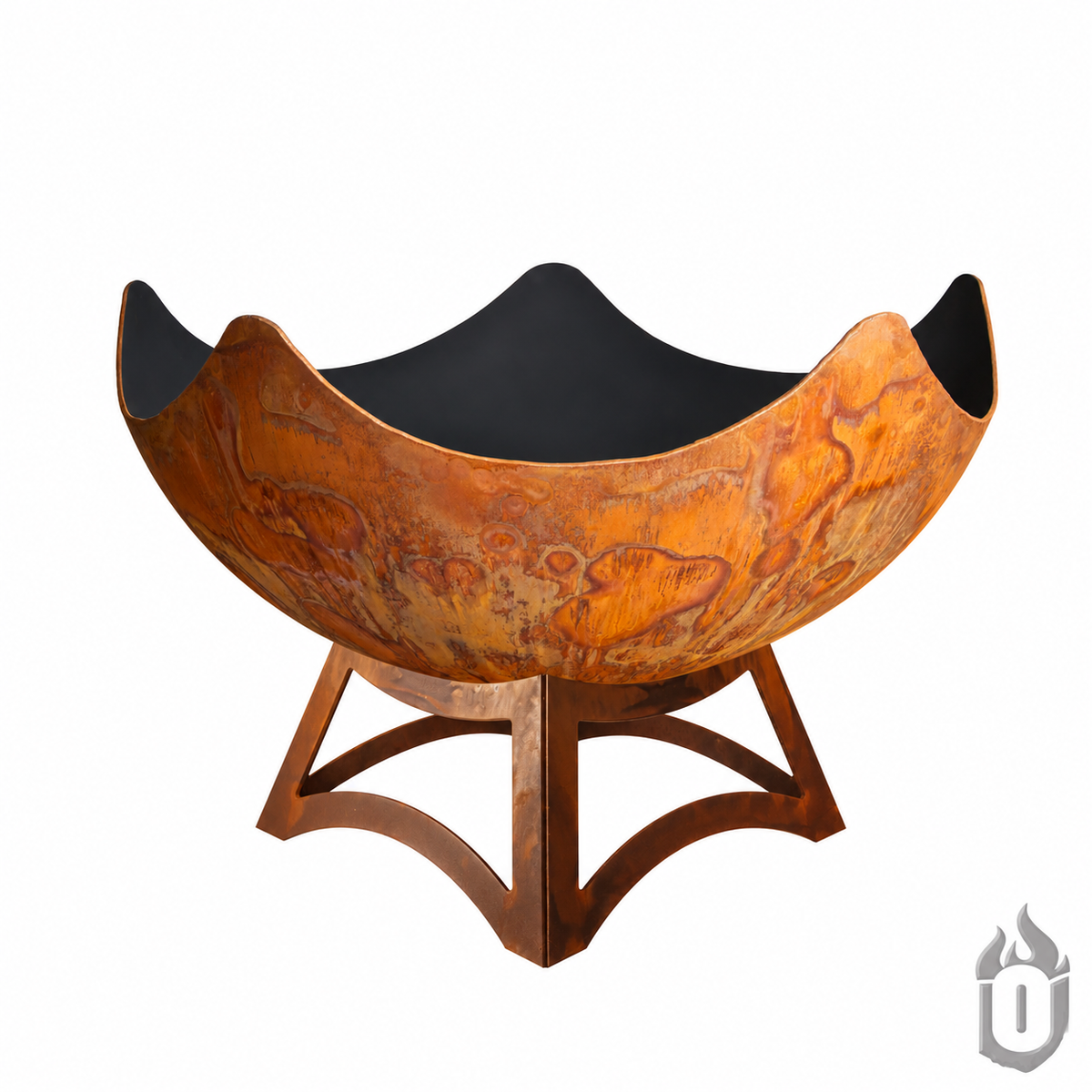Ohio Flame “Stellar” Artisan Fire Bowl — Handcrafted Carbon Steel with Patina Finish & Liberty Hollow Base (Made in USA)