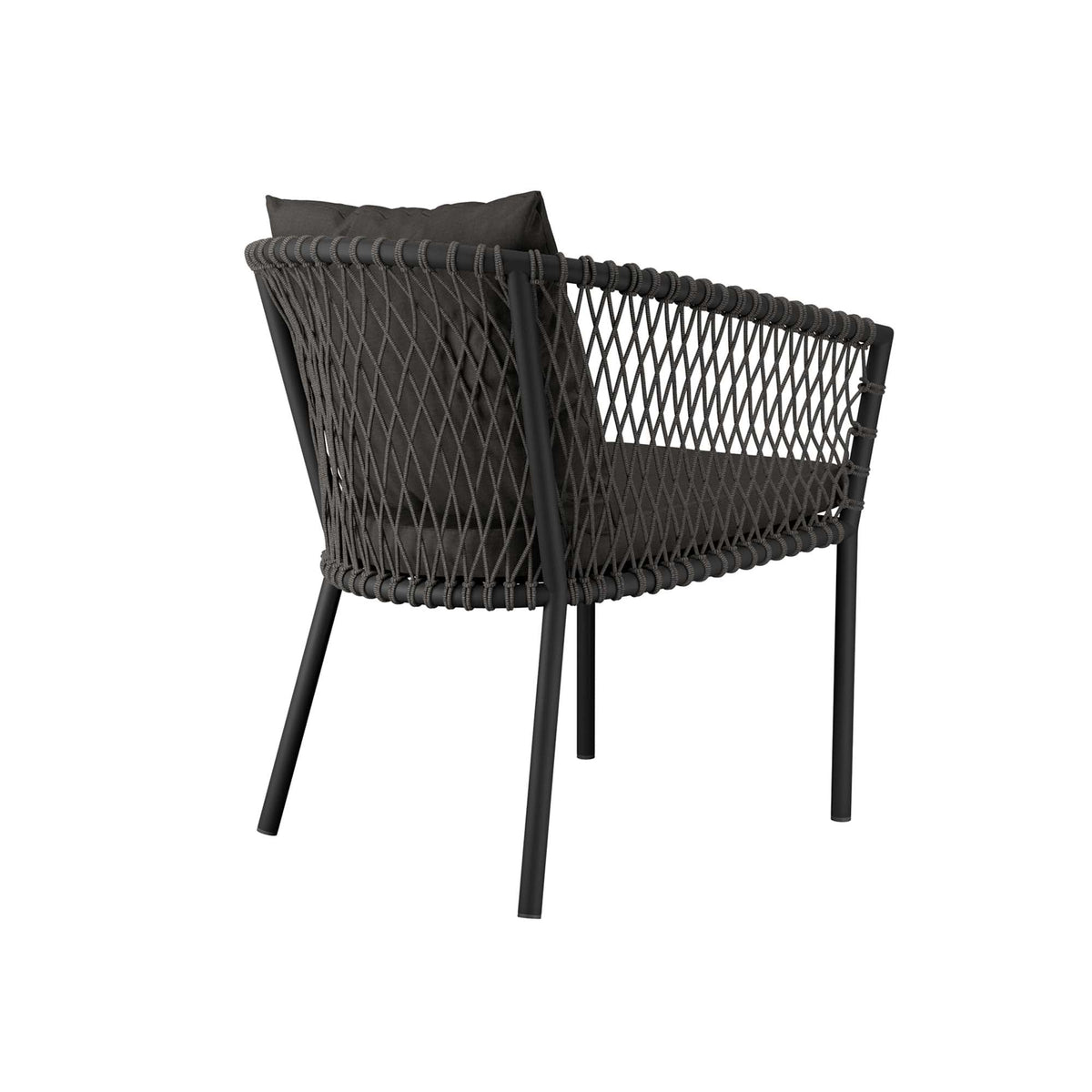 Sailor Coastal Outdoor Dining Armchair — Handwoven Rope, Sunproof Fabric & Powder‑Coated Aluminum