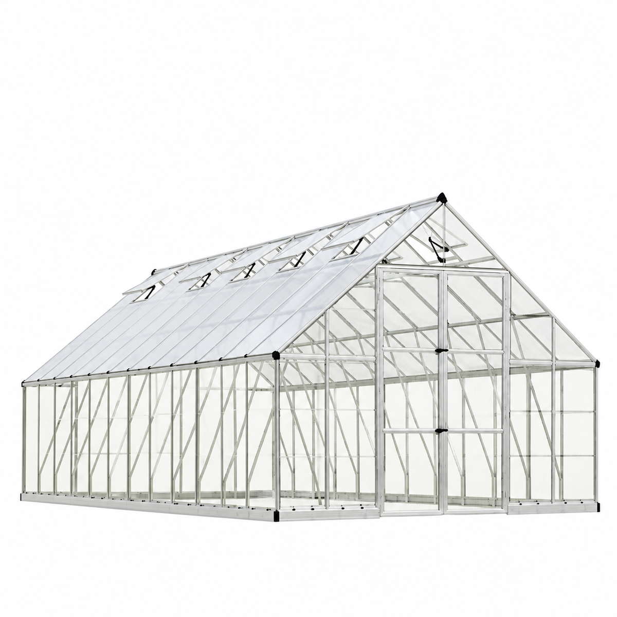 10' x 24' Heavy-Duty Walk-In Greenhouse – Polycarbonate Panels, Aluminum Frame & Built-In Gutter System (SAK58472)