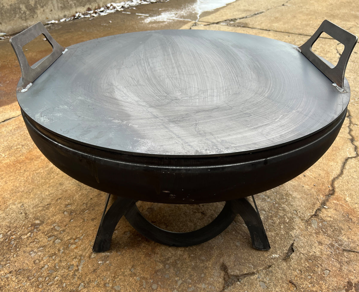 Ohio Flame Flat Fire Pit Lid — Heavy‑Gauge American Steel with Natural Patina Finish (Made in USA)