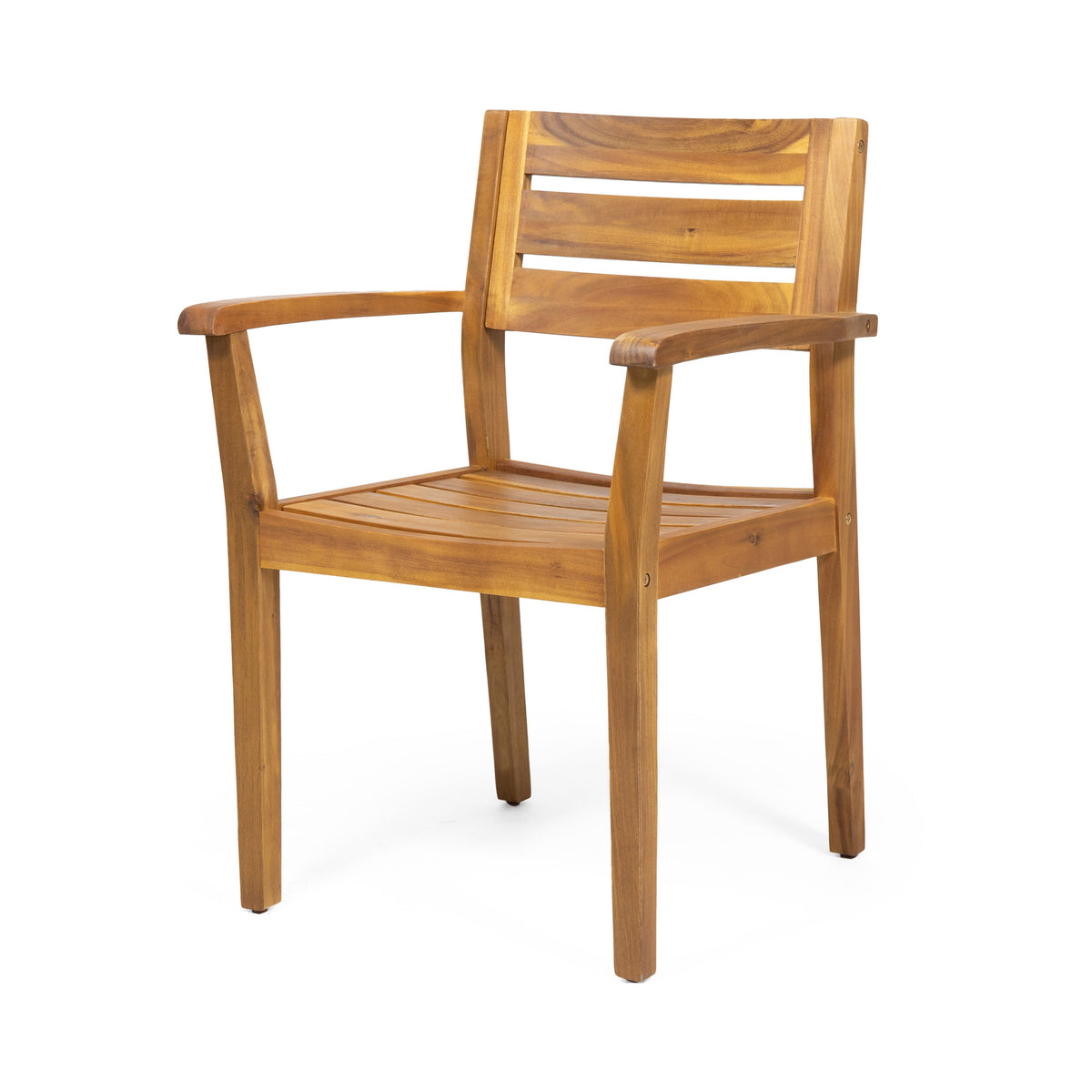 9‑Piece Acacia Wood Outdoor Dining Set with Slatted Table & Armchairs