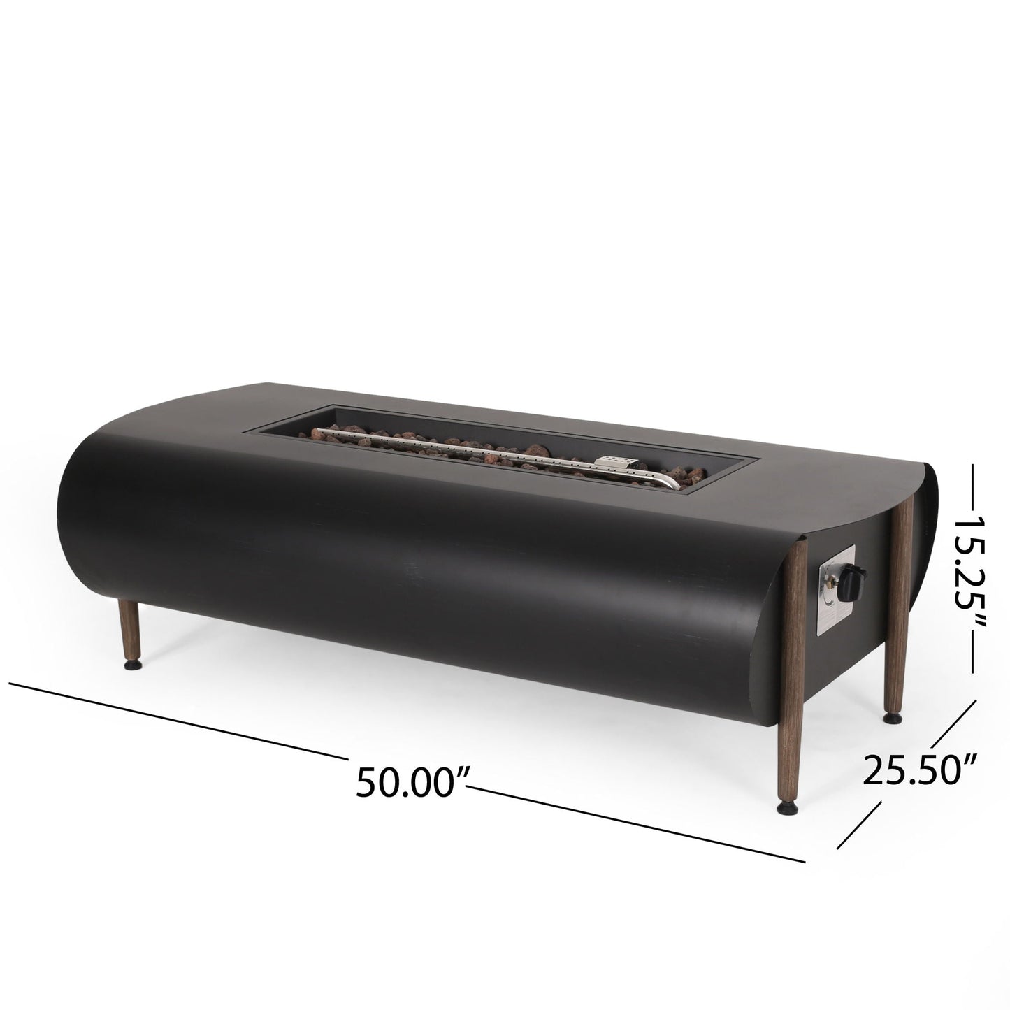 Vernon Rectangle Fire Pit 50,000 BTU - Dark Gray