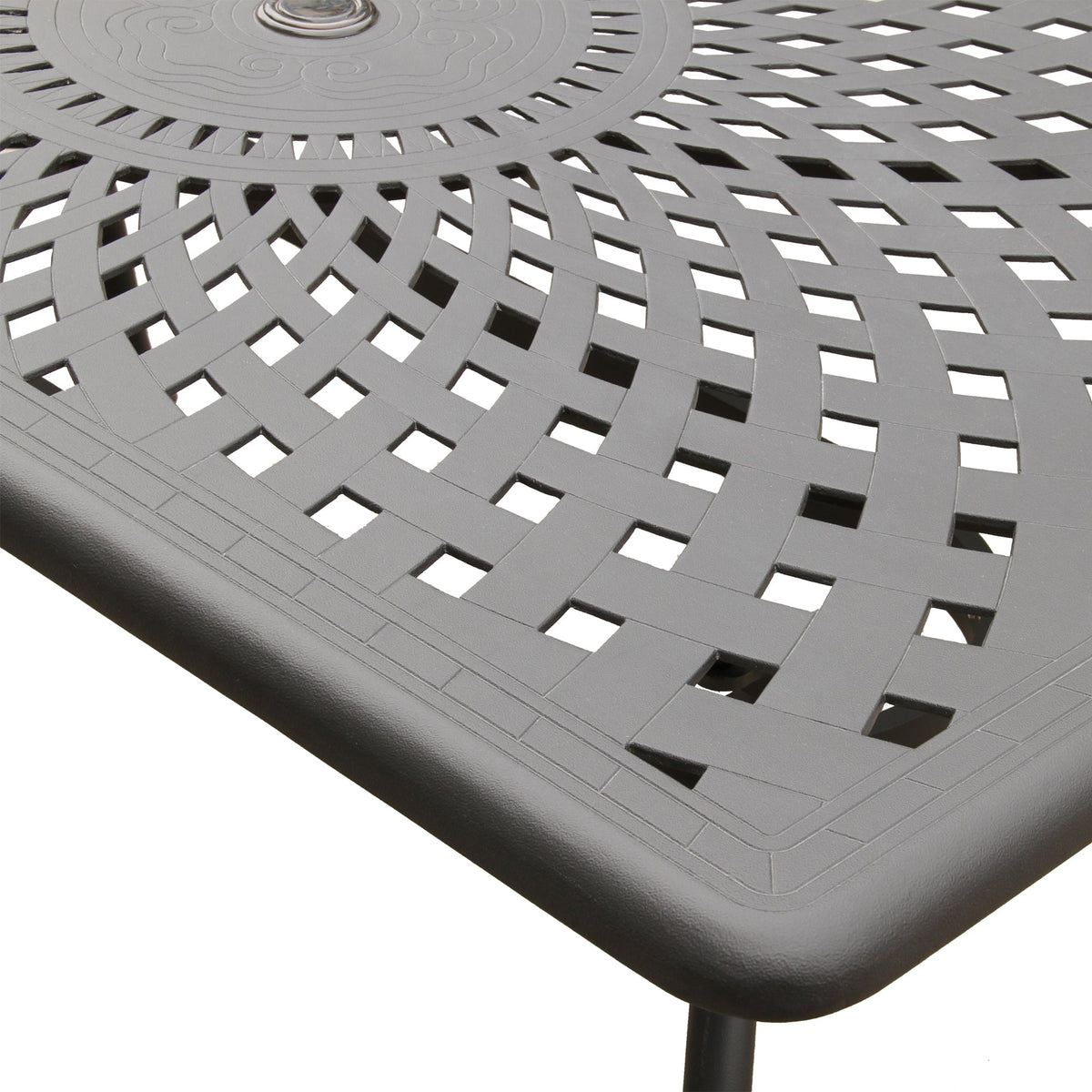 67" Black Aluminum Outdoor Dining Table – Modern Mesh Rectangle Table with UV‑Resistant Powder‑Coated Finish