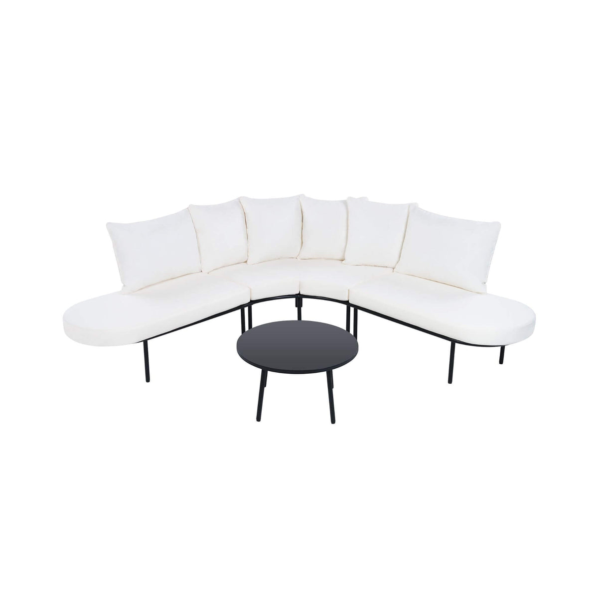 Curved 6‑Person Patio Sofa Set — 4.72" Cushions, Iron Frame & Adjustable Feet