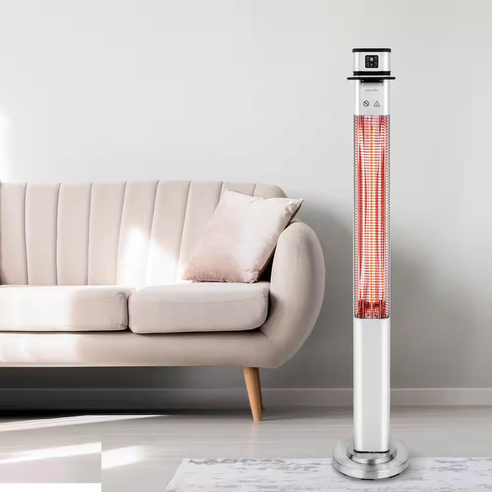 1500- Watt Stainless Steel Remote Control Stand Patio Heater with Three Power Settings and Oscillation