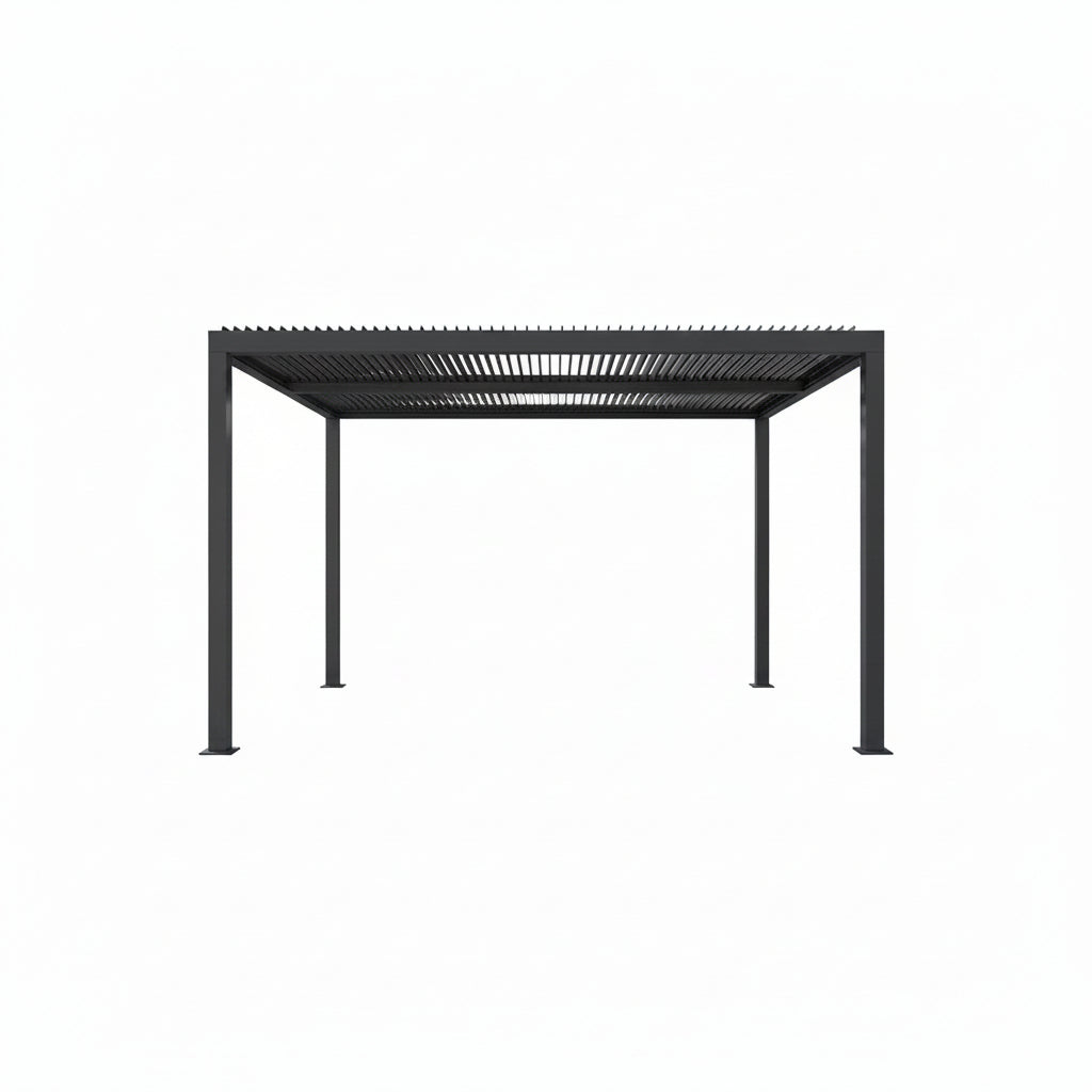 Gray Louvered Pergola Outdoor Aluminum Pergola with Adjustable Roof for Patio Gray Hardtop Gazebo