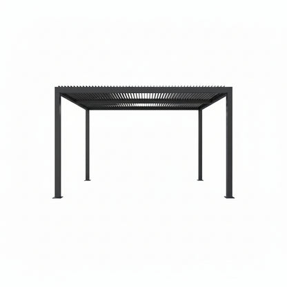 Gray Louvered Pergola Outdoor Aluminum Pergola with Adjustable Roof for Patio Gray Hardtop Gazebo