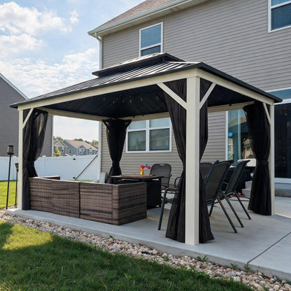 Hardtop Gazebo 8' X 12' Galvanized Steel Roof White Frame