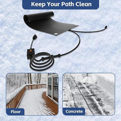 Snow Melting Mats, Heated Outdoor Mats for Walkways, Electric Snow Melting Mats for Decks and Sidewalks, Trusted No-Slip Snow and Ice Melt Heated Sidewalk Mat (10 X 30) 4PCS