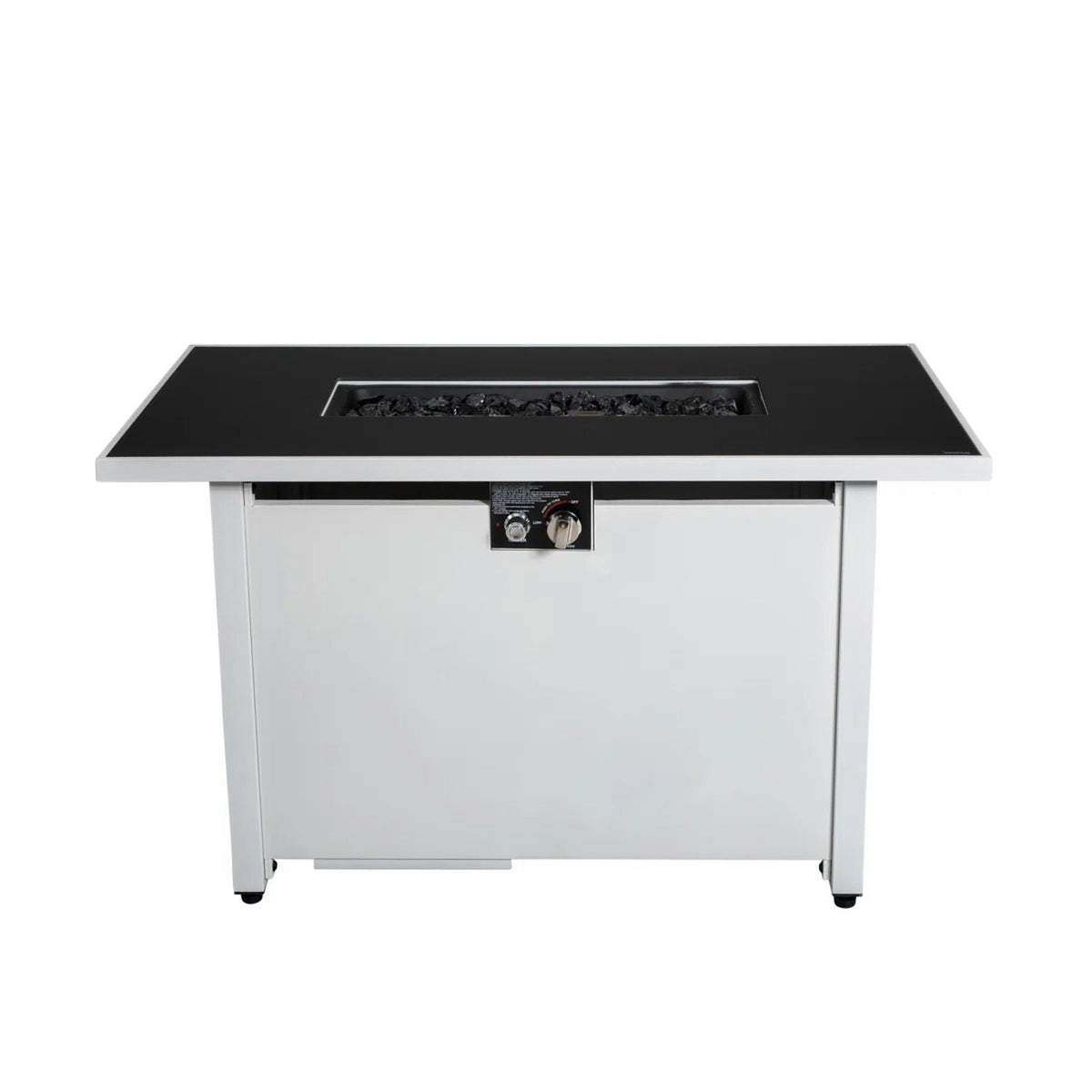 43" Rectangular Outdoor Fire Pit Table – White, 50,000 BTU Adjustable Flame