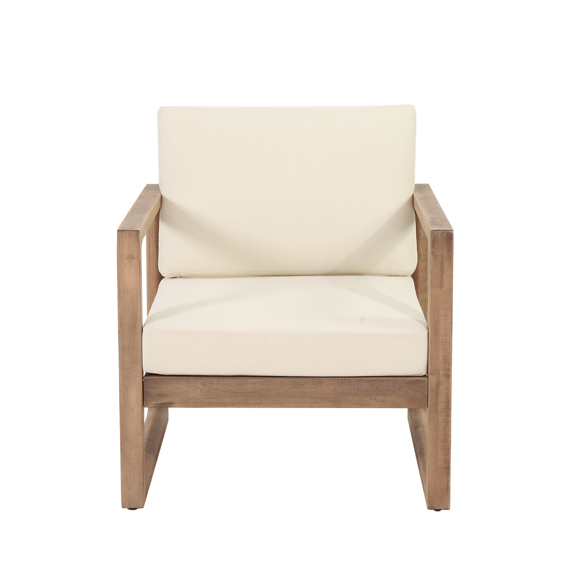 4‑Piece Acacia Wood Outdoor Patio Seating Set with Cushions – Modern Sled Frame Design