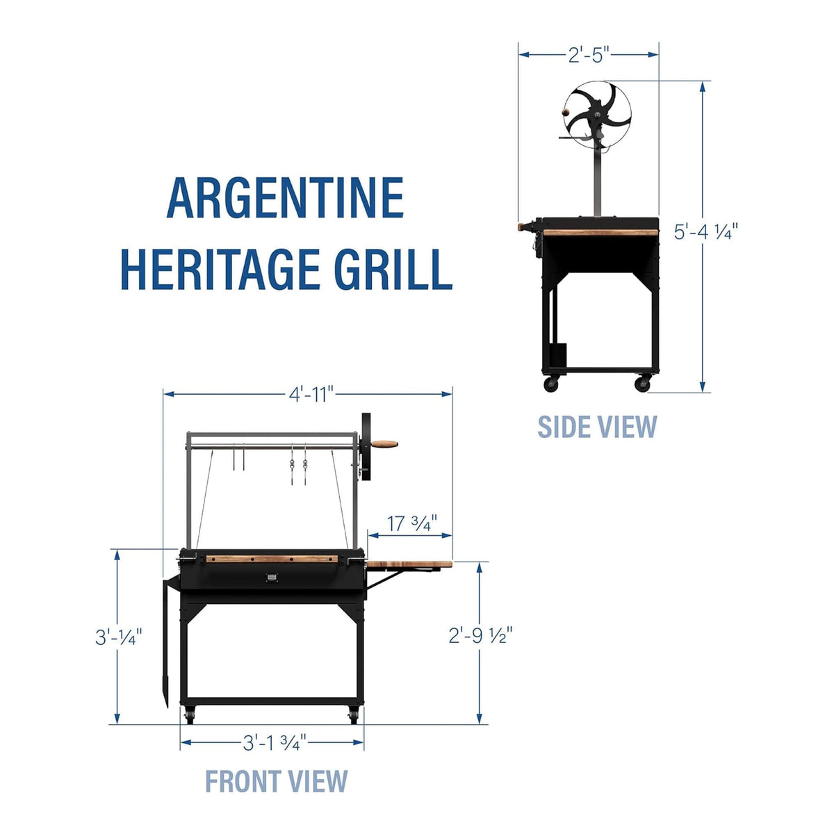 4' x 2' Heavy-Duty Argentine Santa Maria Heritage Wood Fire And Charcoal BBQ Grill