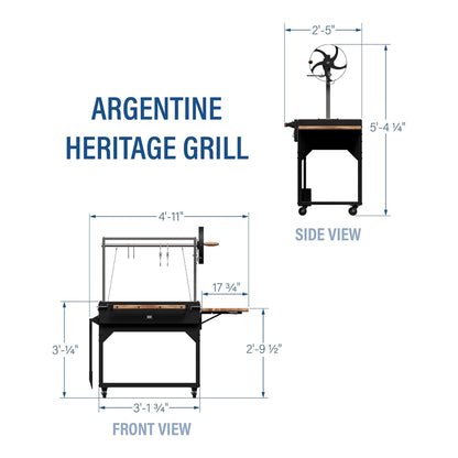 4' x 2' Heavy-Duty Argentine Santa Maria Heritage Wood Fire And Charcoal BBQ Grill