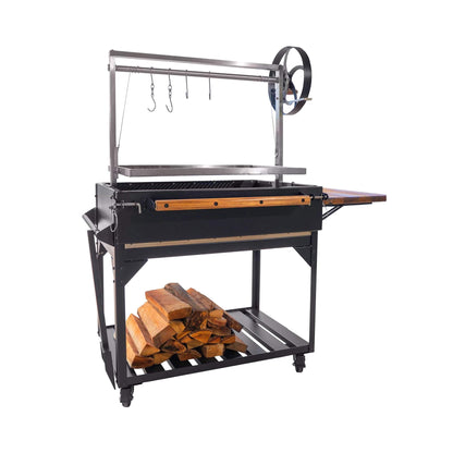 4' x 2' Heavy-Duty Argentine Santa Maria Heritage Wood Fire And Charcoal BBQ Grill