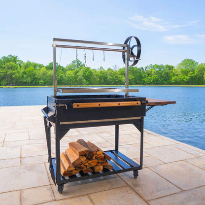 4' x 2' Heavy-Duty Argentine Santa Maria Heritage Wood Fire And Charcoal BBQ Grill