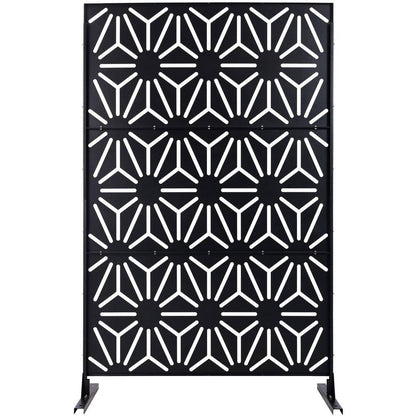 4 Ft. X 6.33 Ft. Black Outdoor and Indoor Freestanding Metal Privacy Screen Fence Panels for outside Lawn Garden