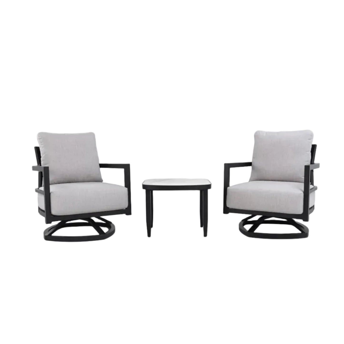 Outdoor Patio Furniture Chat Set with Sunbrella Cushions and Side Table