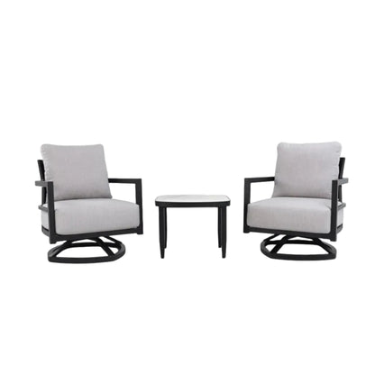 Outdoor Patio Furniture Chat Set with Sunbrella Cushions and Side Table