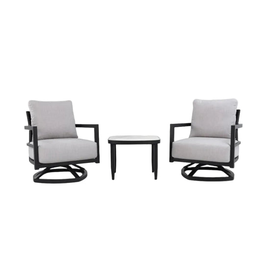 Outdoor Patio Furniture Chat Set with Sunbrella Cushions and Side Table
