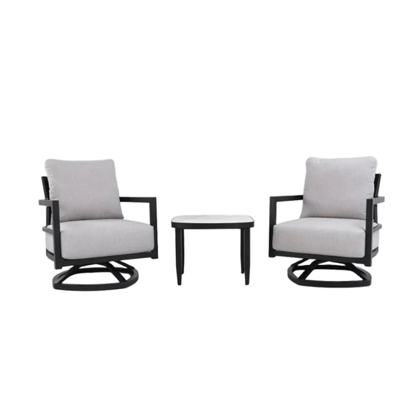 Outdoor Patio Furniture Chat Set with Sunbrella Cushions and Side Table