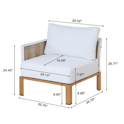 Vine 4‑Piece Outdoor Conversation Set with Convertible Sectionals & Marble‑Design Table – White