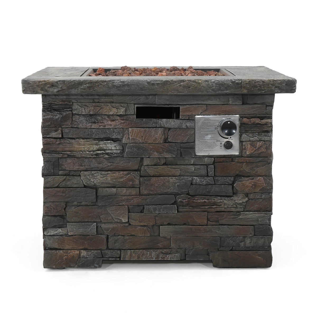 33" Square Stone Gray Fire Pit – 40,000 BTU