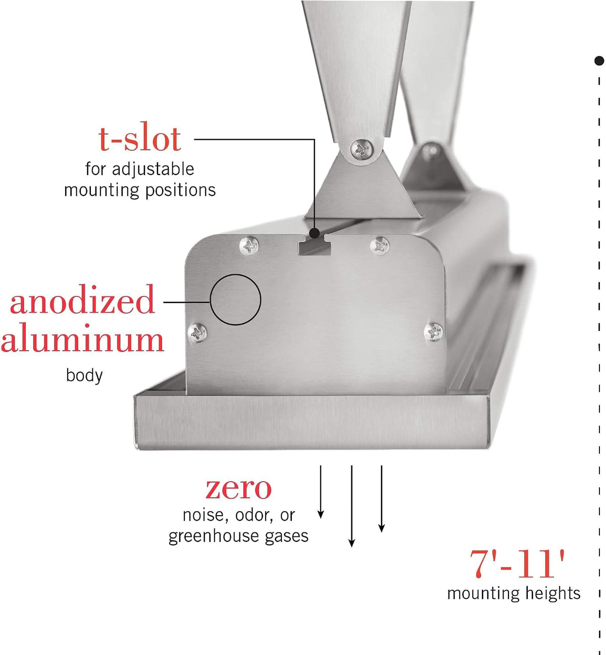 SL-2424 SS Slimline Series Single Element Electric Patio Heater 42.5" Long, 2400 Watts, 240 Volts, Silver Finish