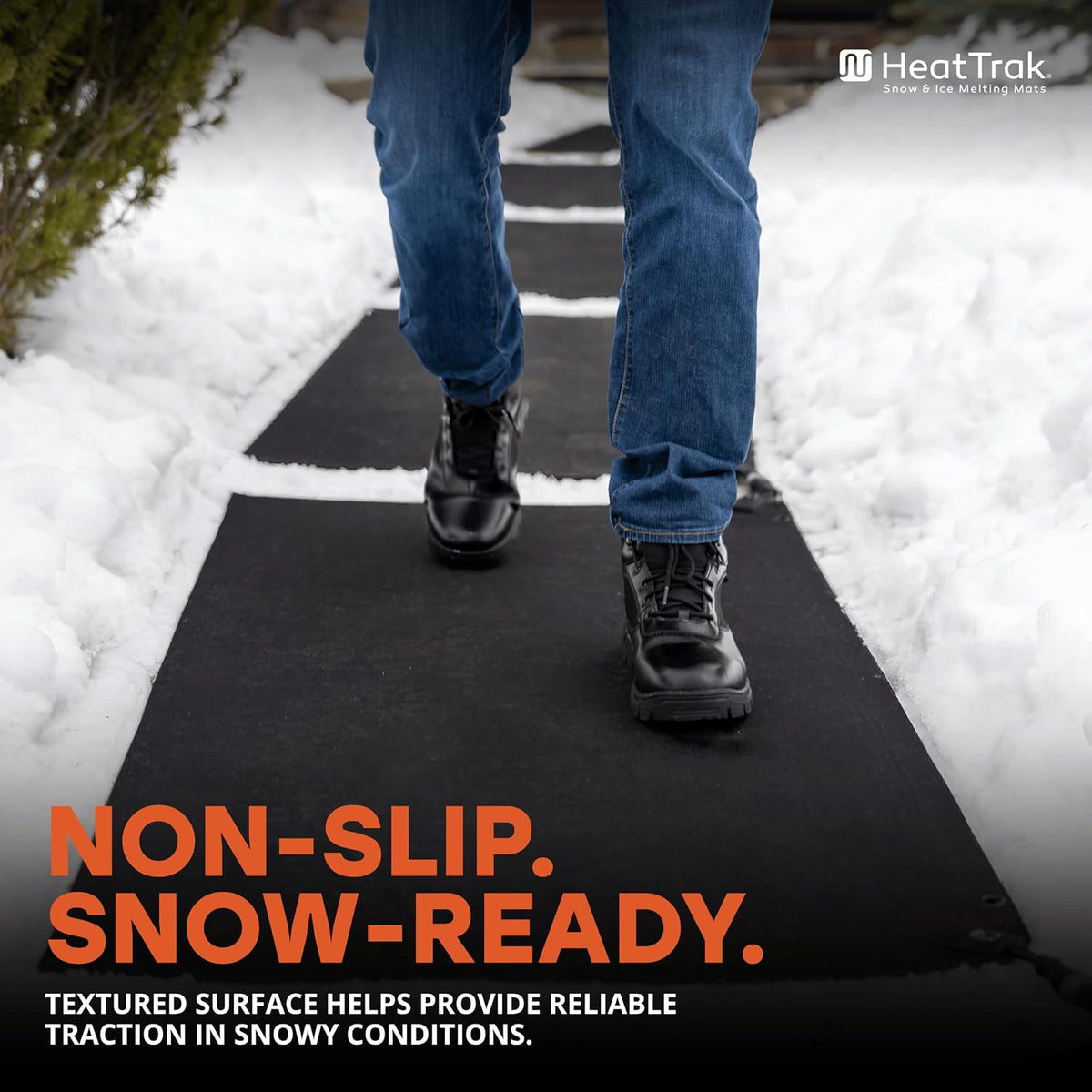 Heated Snow Melting Mat with Power Unit - Heated Outdoor Mats for Walkways - Electric Snow Melting Mats for Decks and Sidewalks - No-Slip Snow and Ice Melt Heated Sidewalk Mat (20” X 60")