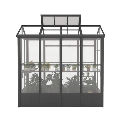 6' × 8' Heavy-Duty Polycarbonate Greenhouse – Automatic Roof Vent, Aluminum Frame & Storage Shelf