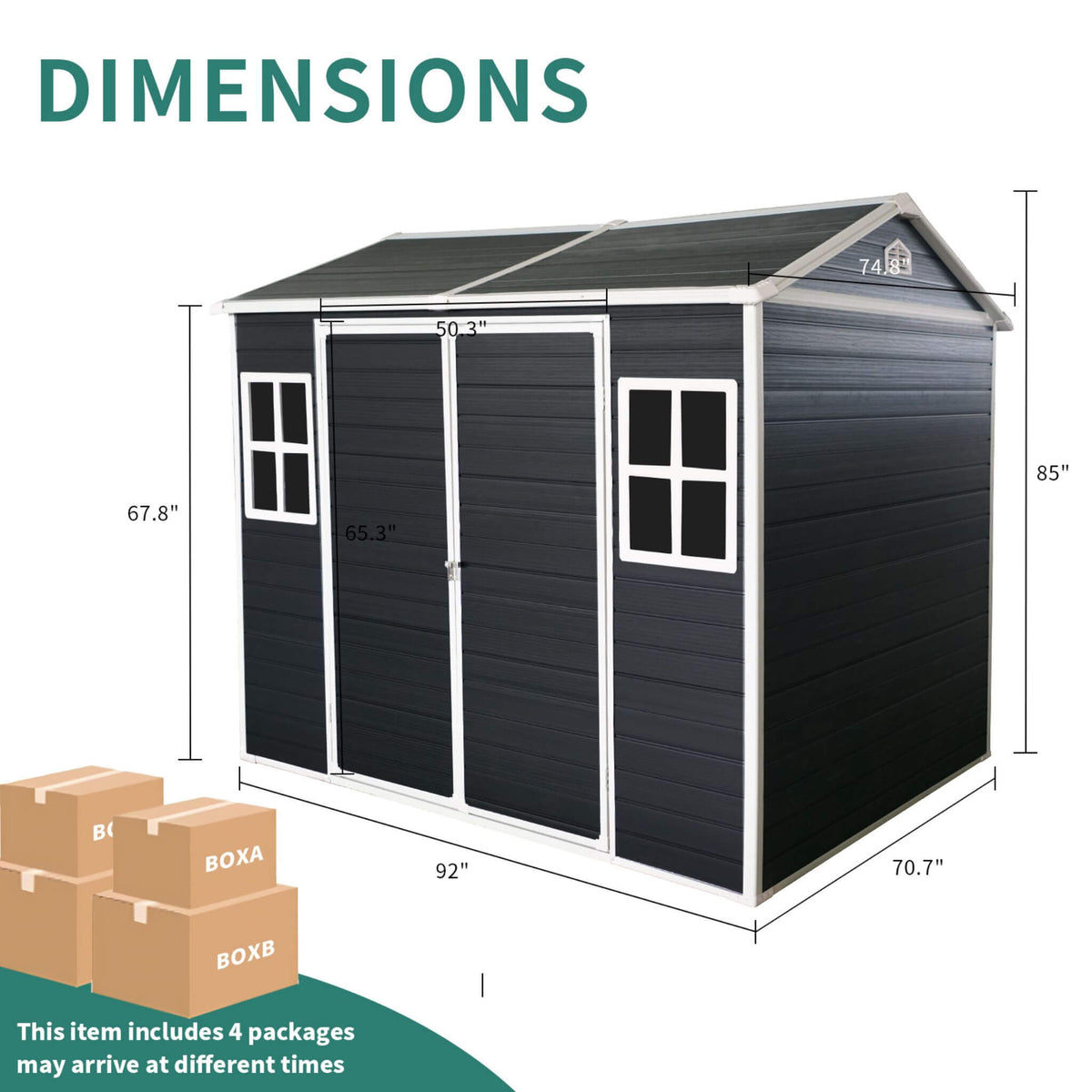 6' x 8' Heavy-Duty Outdoor Resin Storage Shed – Waterproof Garden Shed with Floor, Windows & Lockable Doors