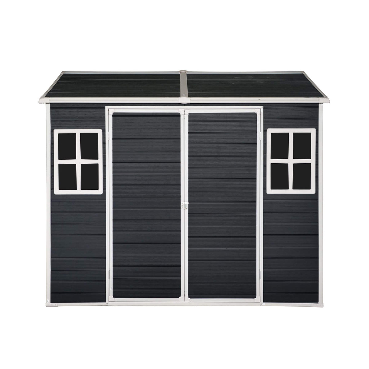 6' x 8' Heavy-Duty Outdoor Resin Storage Shed – Waterproof Garden Shed with Floor, Windows & Lockable Doors