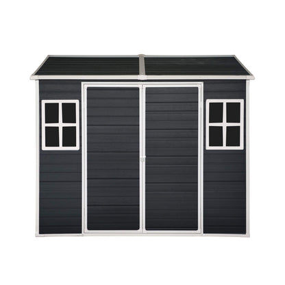 6' x 8' Heavy-Duty Outdoor Resin Storage Shed – Waterproof Garden Shed with Floor, Windows & Lockable Doors