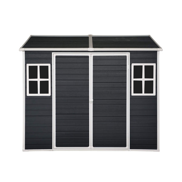 6' x 8' Heavy-Duty Outdoor Resin Storage Shed – Waterproof Garden Shed with Floor, Windows & Lockable Doors