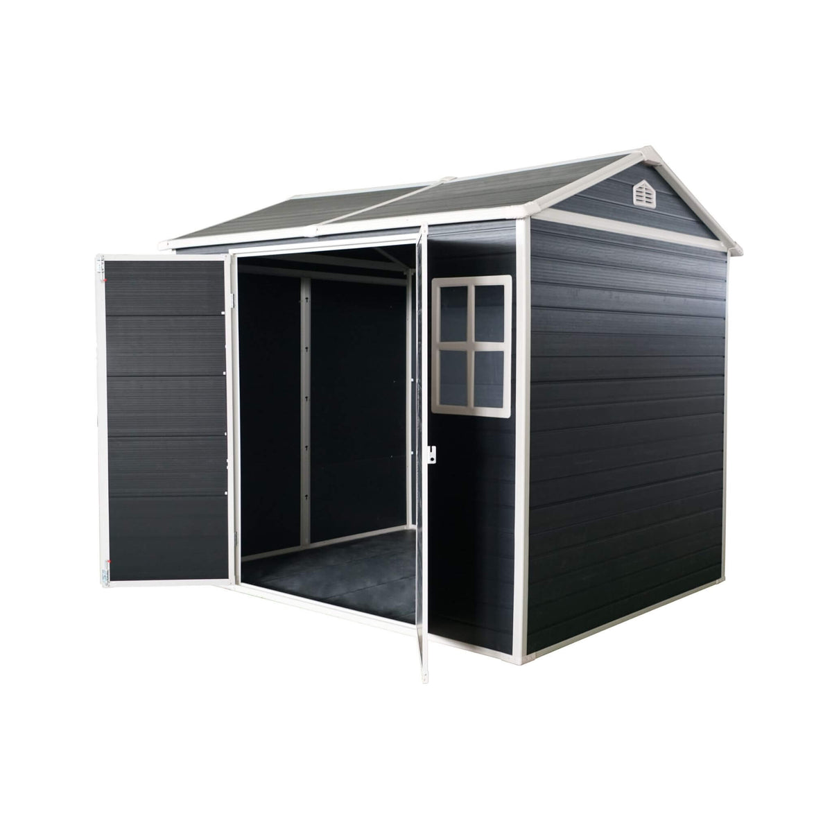 6' x 8' Heavy-Duty Outdoor Resin Storage Shed – Waterproof Garden Shed with Floor, Windows & Lockable Doors