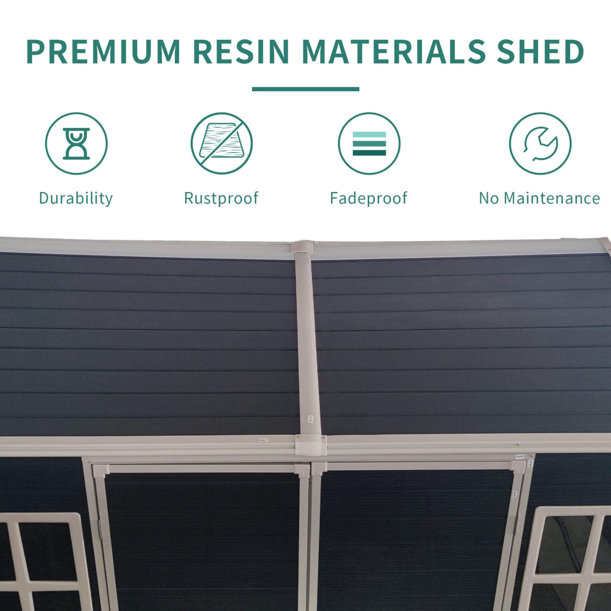 6' x 8' Heavy-Duty Outdoor Resin Storage Shed – Waterproof Garden Shed with Floor, Windows & Lockable Doors