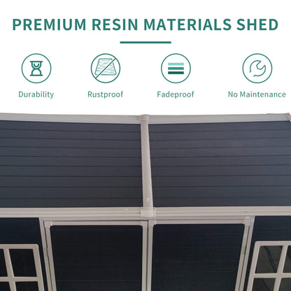 6' x 8' Heavy-Duty Outdoor Resin Storage Shed – Waterproof Garden Shed with Floor, Windows & Lockable Doors