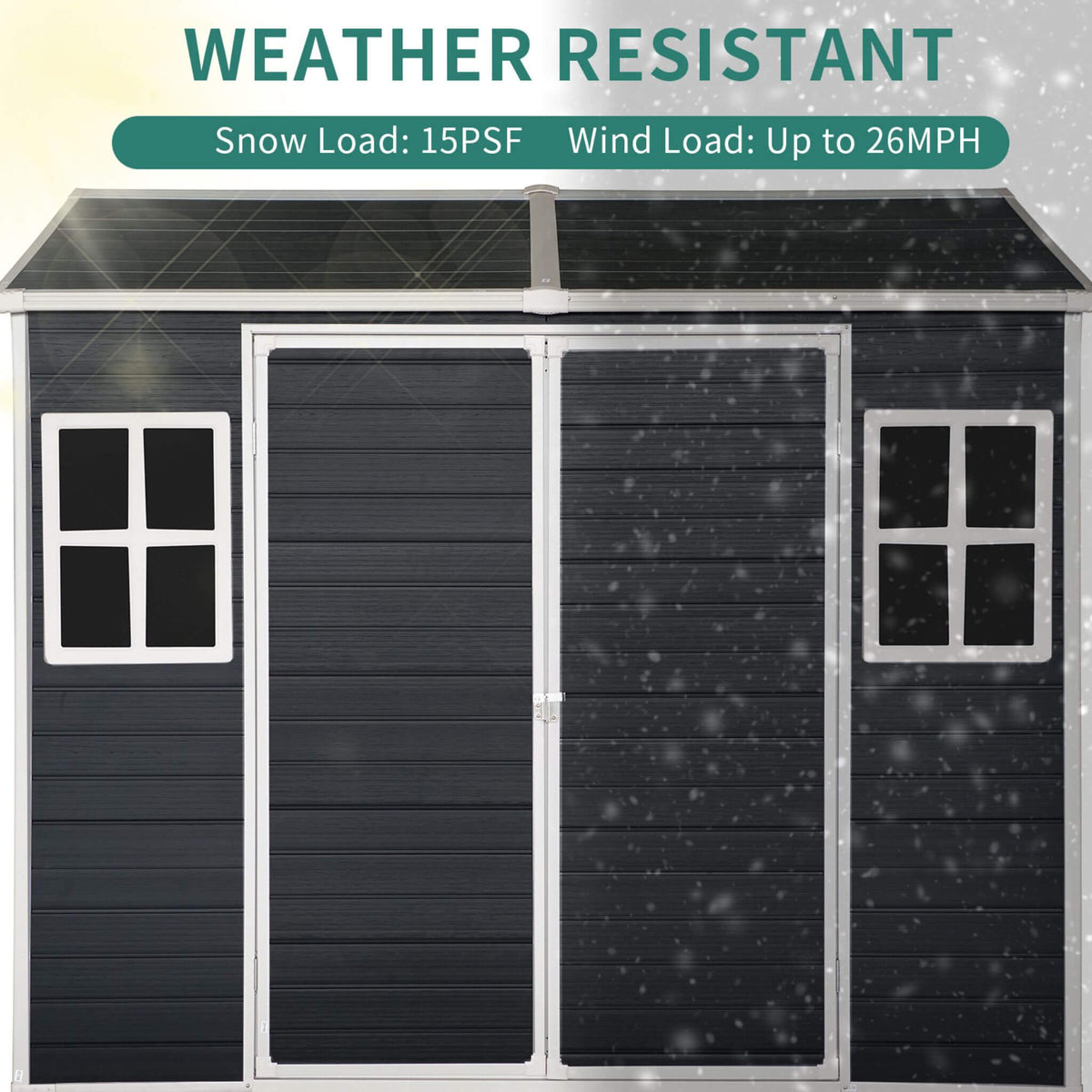 6' x 8' Heavy-Duty Outdoor Resin Storage Shed – Waterproof Garden Shed with Floor, Windows & Lockable Doors
