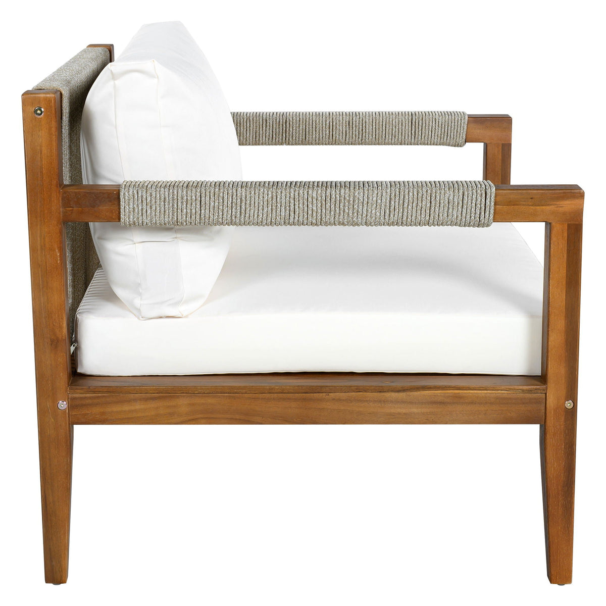 Acacia Wood Outdoor Modular Seating Set with Rope Accents & Water‑Resistant Cushions – 3‑Piece