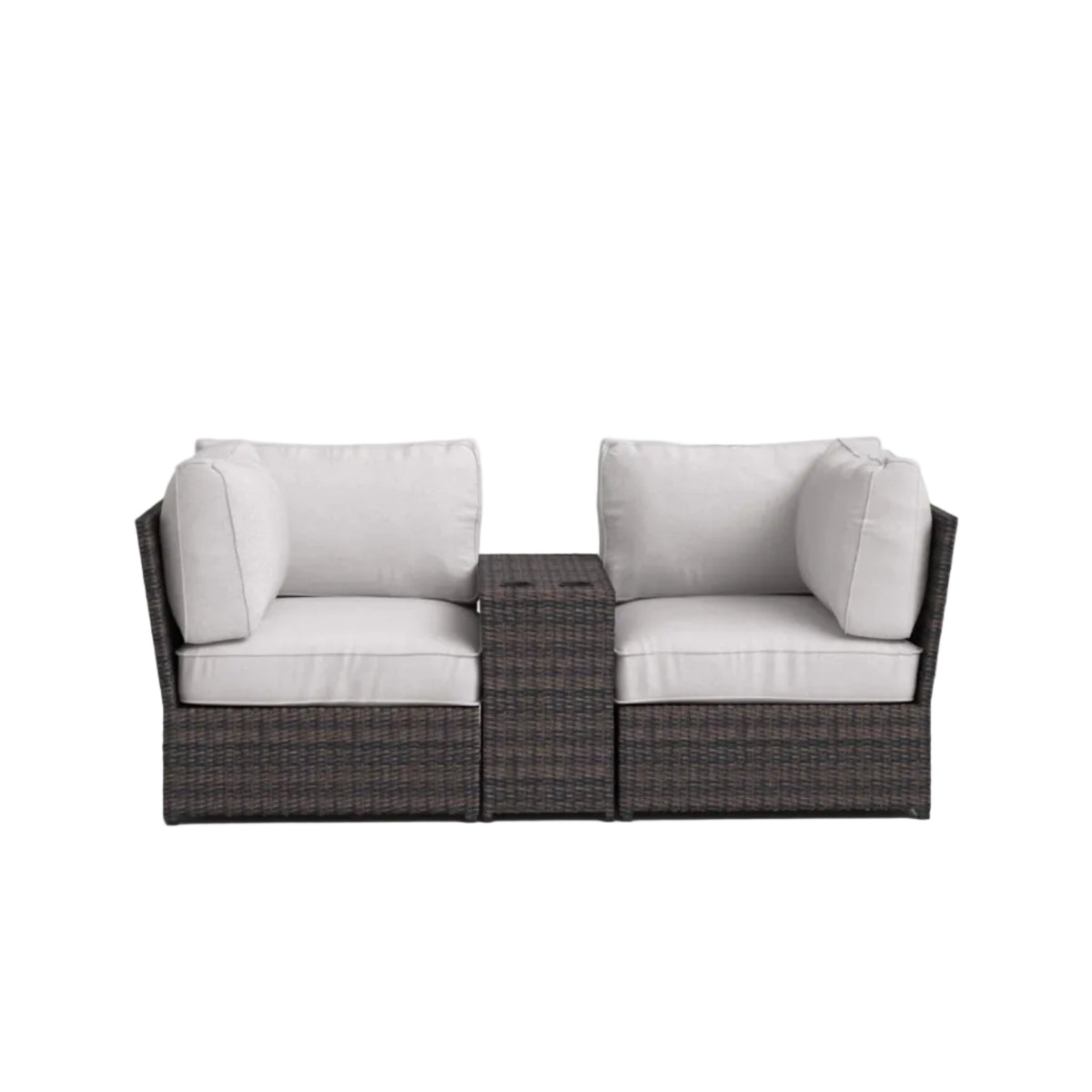 Patio Loveseat Group with Cushions – Weather‑Resistant HDPE Wicker & Rustproof Aluminum