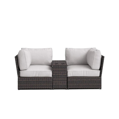 Patio Loveseat Group with Cushions – Weather‑Resistant HDPE Wicker & Rustproof Aluminum