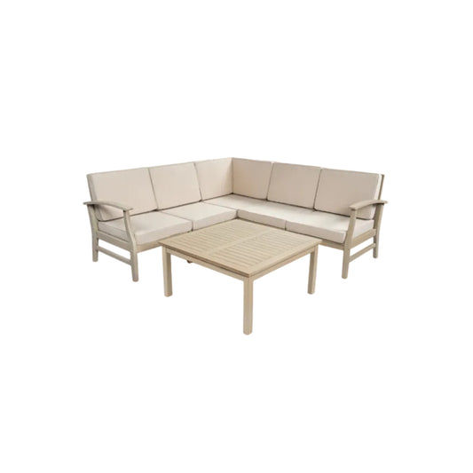 Perla Weather‑Resistant Acacia Wood Outdoor Sofa Set in Light Wood Finish 6‑Piece